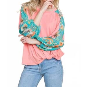 NEW EMERALD COLLECTION blush twist fashion top in coral